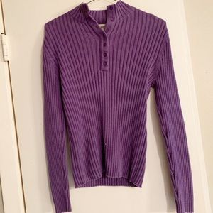 Gander long sleeve purple button up sweater